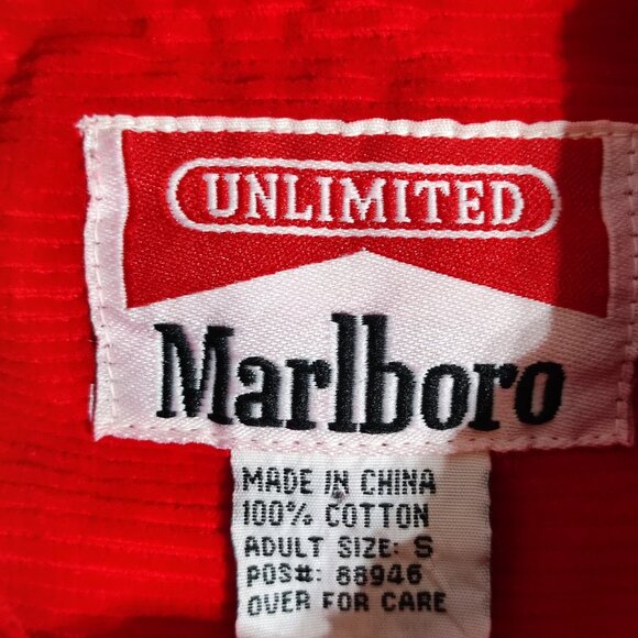 Vintage NWT Marlboro Unlimited 1/4 zip up corduroy jacket men's sz S red colour - Picture 5 of 13